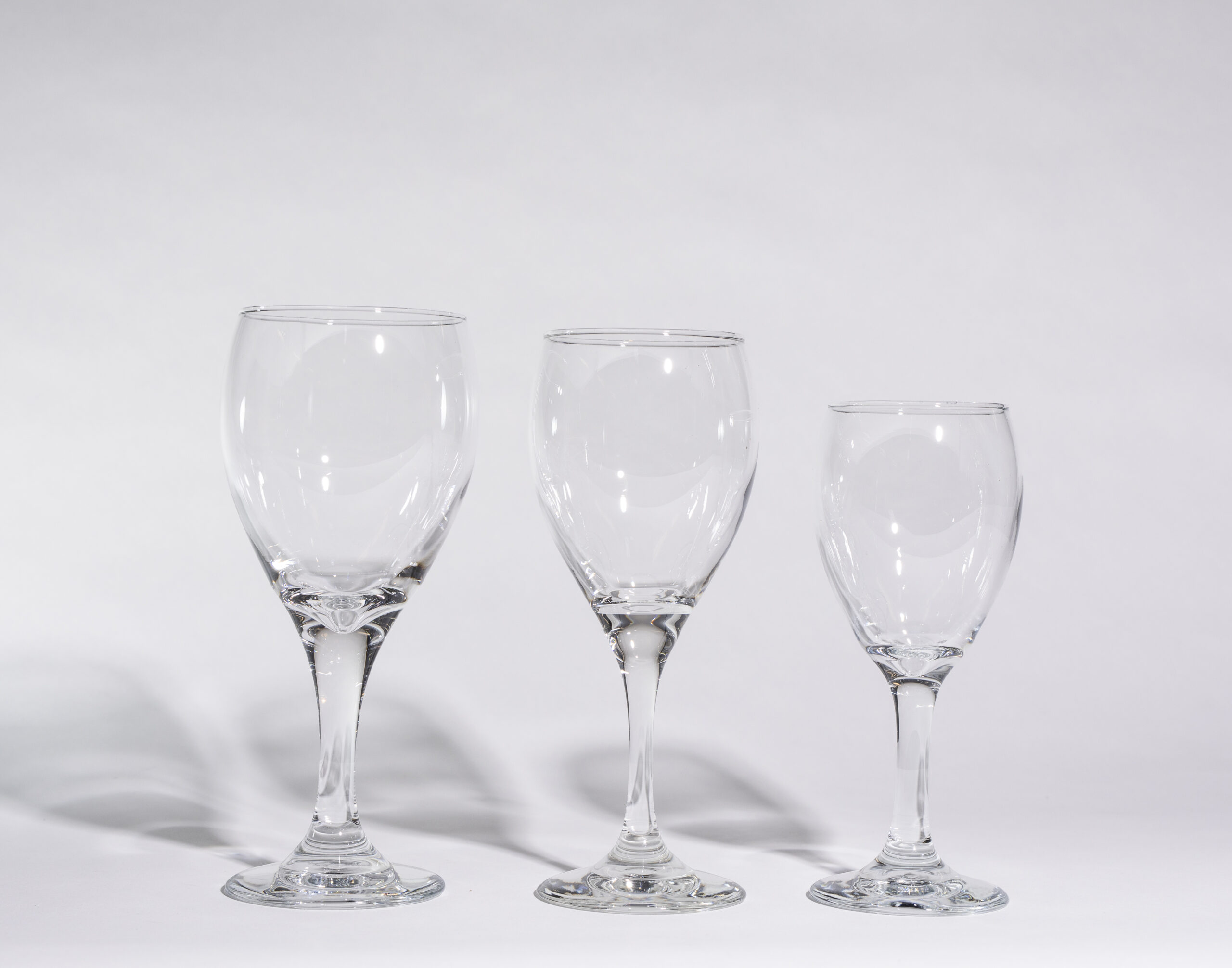 Wine glasses (10,8,6oz, stemmed)